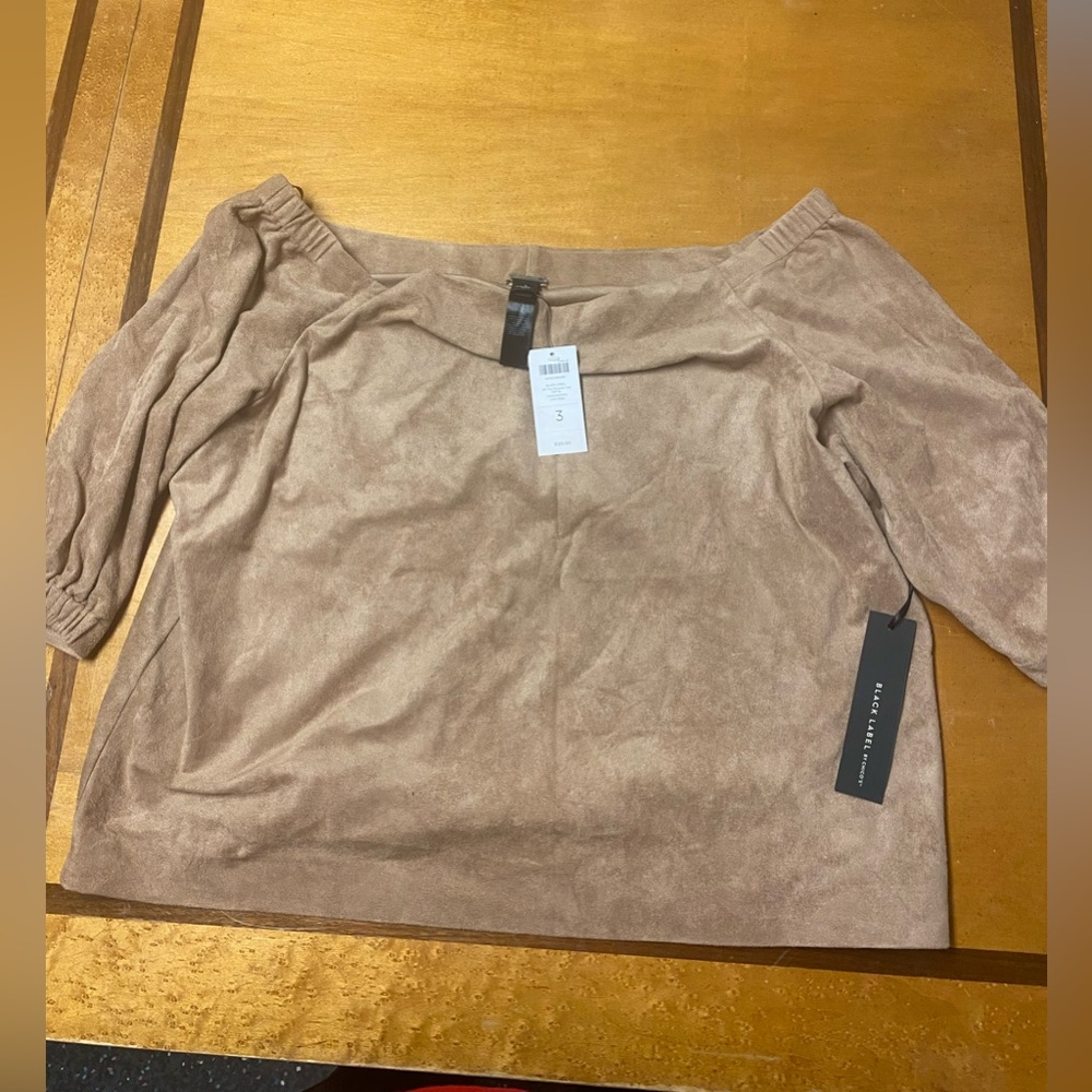 Black Label off shoulder top mochachino Chicos Sz 3 NWT